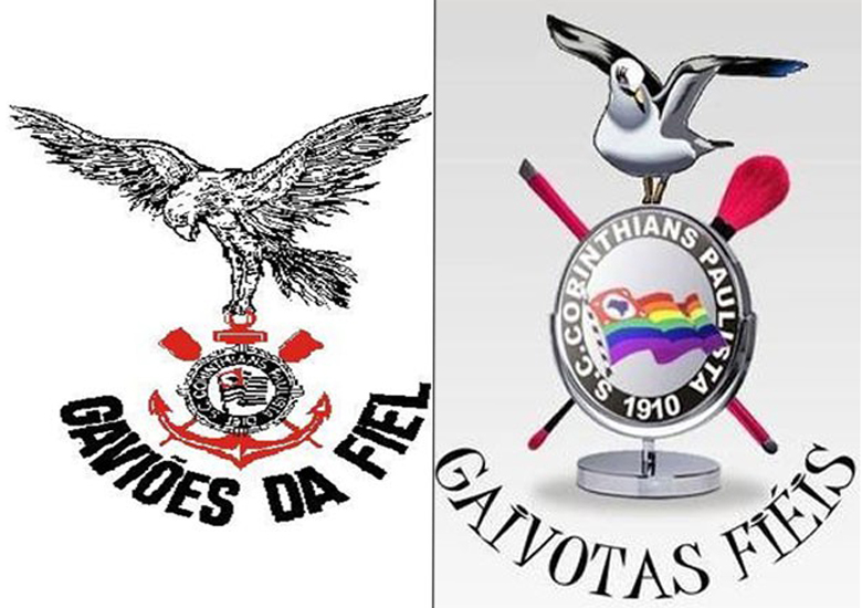 Smbolo da Gavies da Fiel ( esquerda) e da Gaivotas Fiis ( direita): maior torcida do Corinthians acusa a verso gay de plgio
