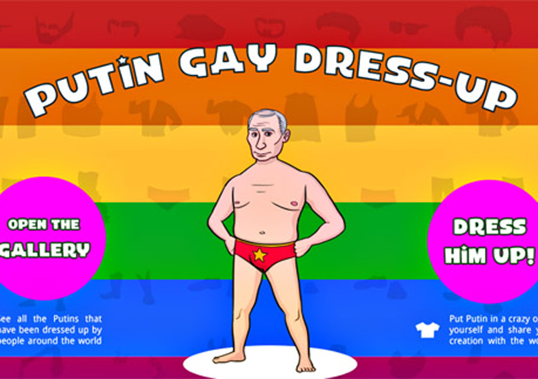 Em trs dias, o game 'Putin Gay Dress Up' teve 60 mil acessos, onde os jogadores criaram duas mil verses coloridas do presidente.