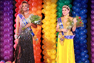Ttulo de Miss Gay ficou com Jeffy Willians (vestido preto) e o de Miss Trans com Manoella Corra (vestido amarelo), no evento realizado no ltimo sbado (30) no Teatro Municipal em Araraquara.