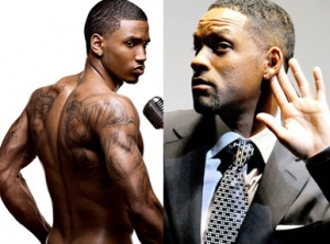 Will Smith (dir) e seu suposto amante, o colega de hip-hop Trey Songz.
