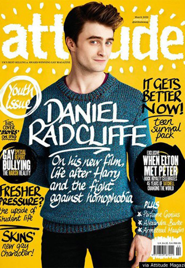 Daniel Radcliffe, capa da revista Attitude (mar�o/2012).