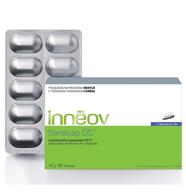 Cpsulas anticaspa, Innov. Tratamento via oral que refora a proteo capilar e reduz a caspa aderente e a vermelhido; R$ 104,90 a caixa com 30 cpsulas, SAC: 0800 727 4412. Preo pesquisado em maio de 2013 e sujeito a alterao.