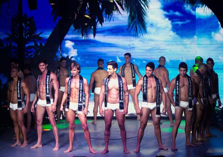 Participantes do Mister Brasil Diversidade 2013 em traje de banho