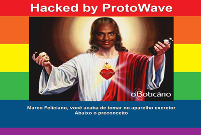 Imagem exibida na pgina do pastor aps ataque ciberntico.
