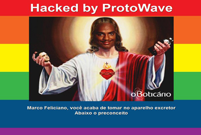 Imagem exibida na p�gina do pastor ap�s ataque cibern�tico.