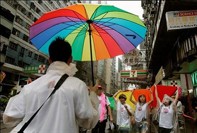 Marcha contra a homofobia em Hong Kong. Maio de 2007.