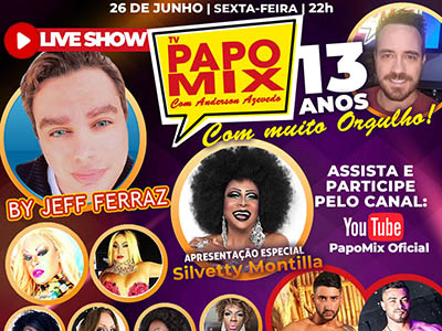 Live especial de 13 anos da TV PapoMix celebra a Diversidade